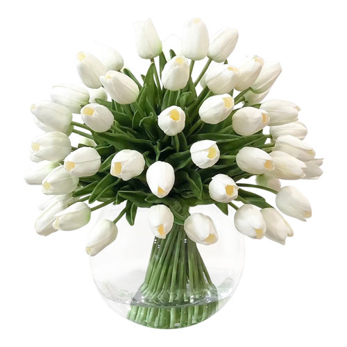 Primrue Real Touch Tulips Centerpiece In Vase & Reviews Wayfair